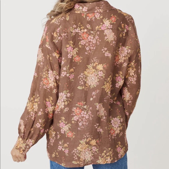 Spell Meadowland Linen Blouse in Hazelnut - Picture 6 of 11